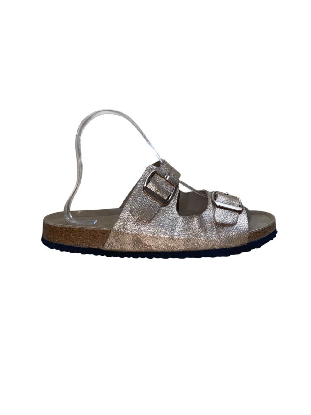 Yo Ki Women’s Rose Gold Metallic Double Buckle Cork Footbed Gian Sandals Sz 8.5